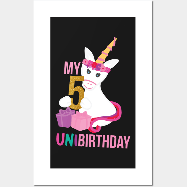 My 5th UNIBIRTHDAY - Unicorn Birthday party Wall Art by sigdesign